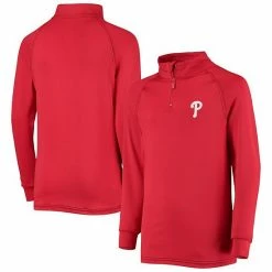 Youth Stitches Red Philadelphia Phillies Raglan Quarter-Zip Jacket