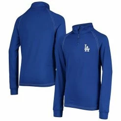 Youth Stitches Royal Los Angeles Dodgers Raglan Quarter-Zip Jacket