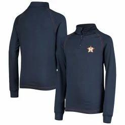 Youth Stitches Navy Houston Astros Raglan Quarter-Zip Jacket