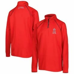 Youth Stitches Red Los Angeles Angels Team Raglan Quarter-Zip Jacket
