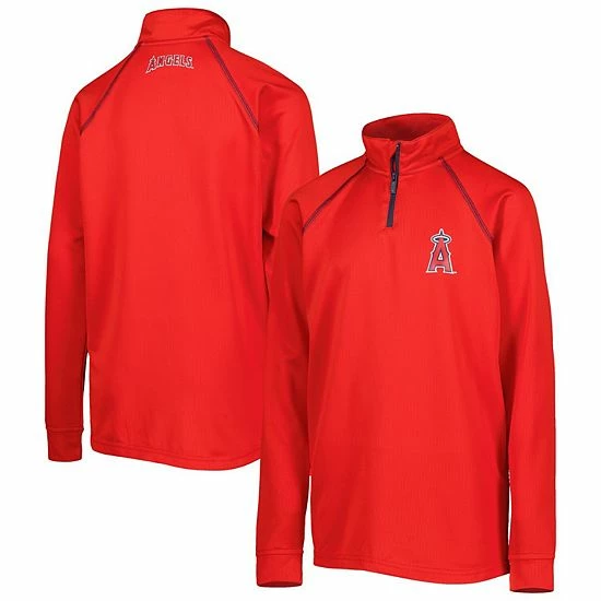 Youth Stitches Red Los Angeles Angels Team Raglan Quarter-Zip Jacket - Image 2