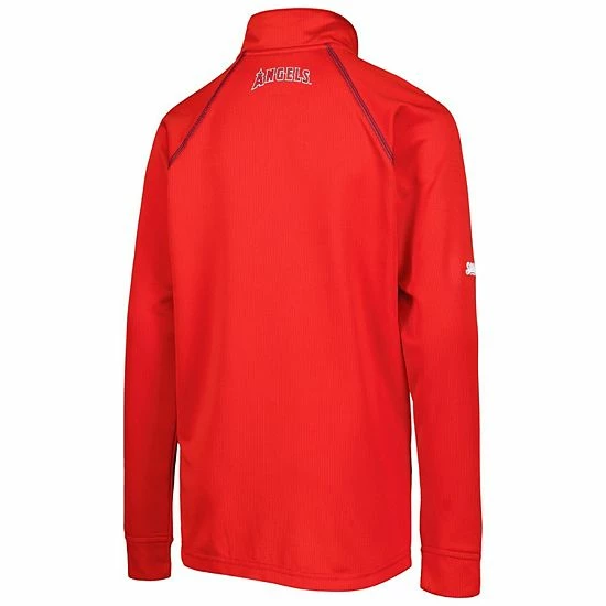 Youth Stitches Red Los Angeles Angels Team Raglan Quarter-Zip Jacket - Image 4