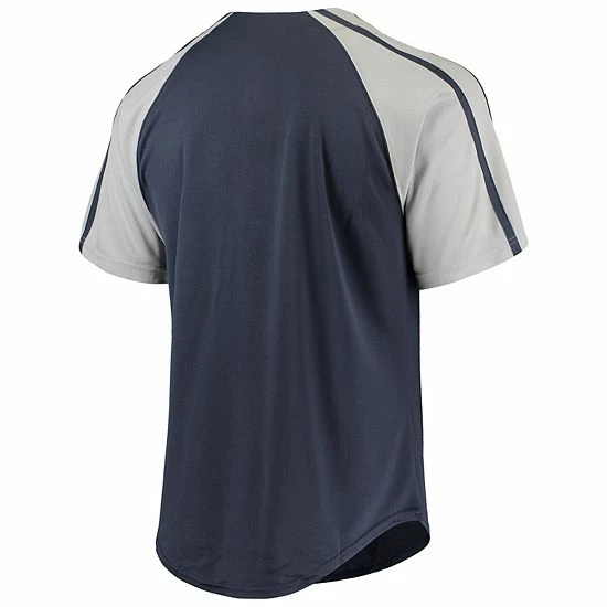 Men's Stitches Navy New York Yankees Button-Down Raglan Replica Jersey - Image 4
