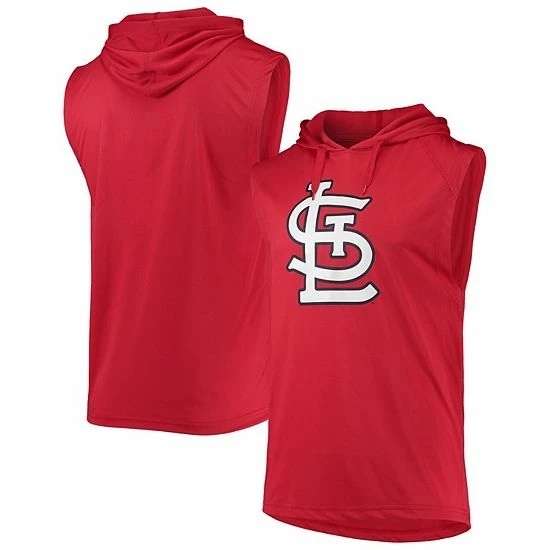 Men's Stitches Red St. Louis Cardinals Sleeveless Pullover Hoodie - Image 2