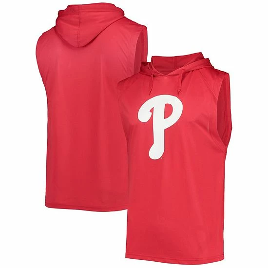 Men's Stitches Red Philadelphia Phillies Sleeveless Pullover Hoodie