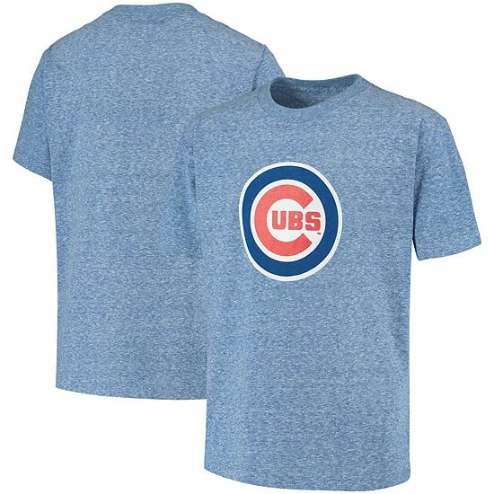 Youth Stitches Heathered Royal Chicago Cubs Snow T-Shirt