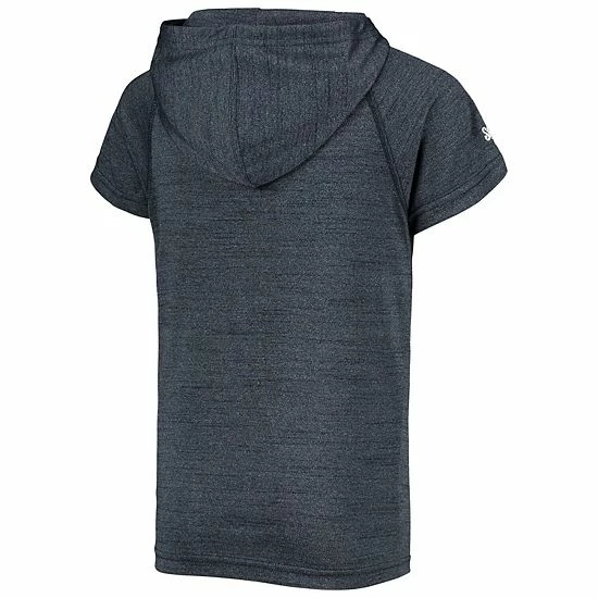 Youth Stitches Heathered Navy Milwaukee Brewers Raglan Short Sleeve Pullover Hoodie - Image 4