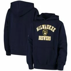 Youth Stitches Navy Milwaukee Brewers Fleece Pullover Hoodie