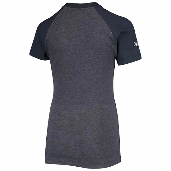 Youth Stitches Heathered Navy Seattle Mariners Raglan T-Shirt - Image 4