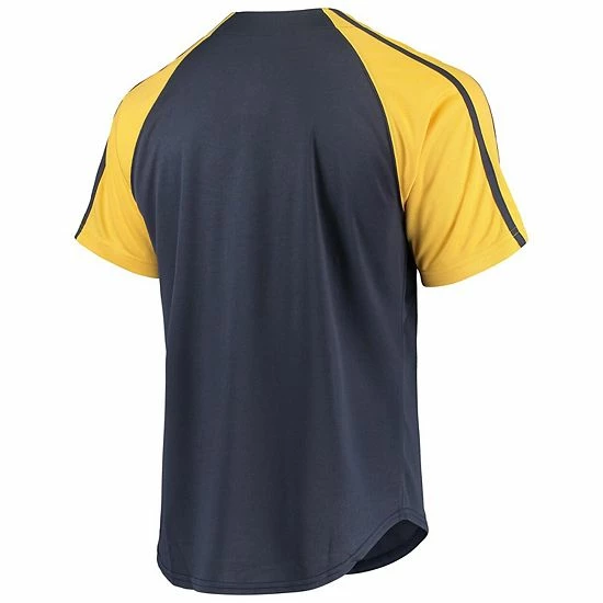 Men's Stitches Navy Milwaukee Brewers Button-Down Raglan Replica Jersey - Image 4