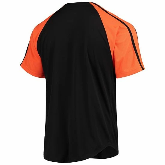 Men's Stitches Black San Francisco Giants Button-Down Raglan Replica Jersey - Image 4
