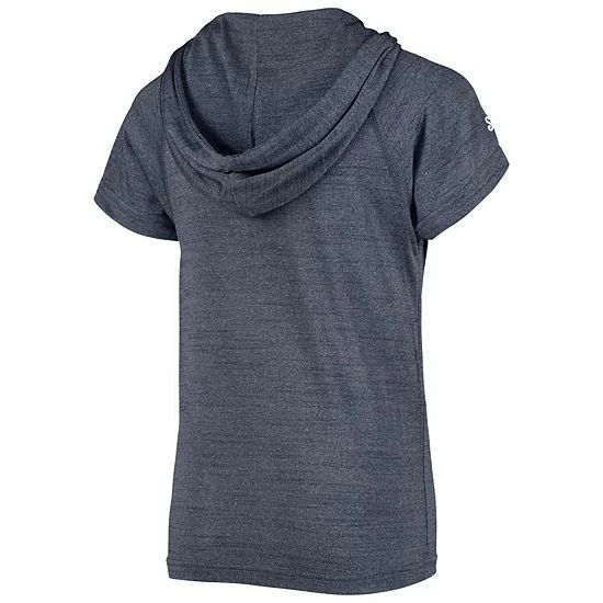 Youth Stitches Heathered Navy Boston Red Sox Raglan Short Sleeve Pullover Hoodie - Image 3