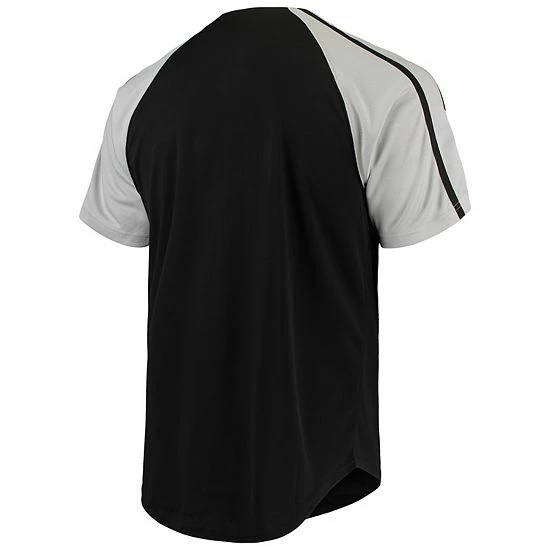 Men's Stitches Black Chicago White Sox Button-Down Raglan Replica Jersey - Image 4