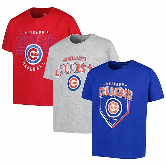 Youth Stitches Royal/Red/Heather Gray Chicago Cubs 3-Piece T-Shirt Combo Set - Image 2