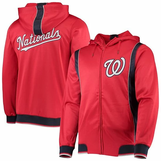 Men's Stitches Red/Navy Washington Nationals Team Full-Zip Hoodie - Image 2