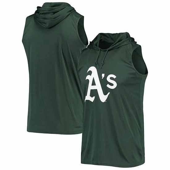 Men's Stitches Green Oakland Athletics Sleeveless Pullover Hoodie