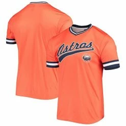 Men's Stitches Orange/Navy Houston Astros Cooperstown Collection V-Neck Team Color Jersey