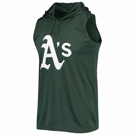 Men's Stitches Green Oakland Athletics Sleeveless Pullover Hoodie - Image 3