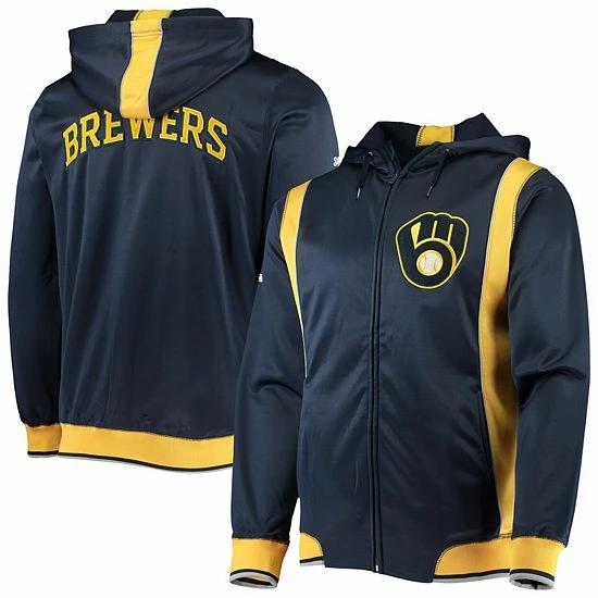 Men's Stitches Navy/Gold Milwaukee Brewers Team Full-Zip Hoodie - Image 2