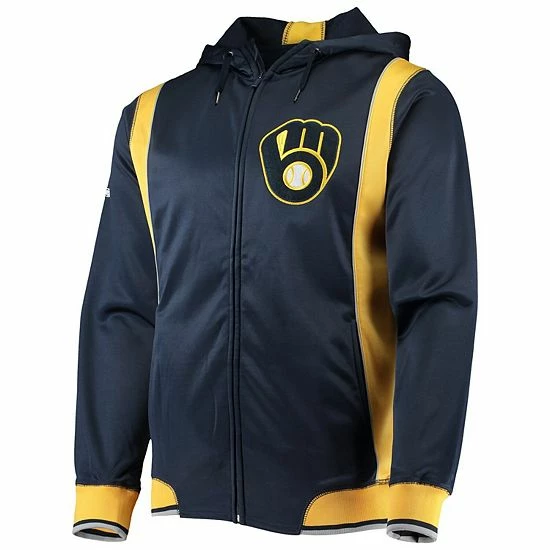 Men's Stitches Navy/Gold Milwaukee Brewers Team Full-Zip Hoodie - Image 3