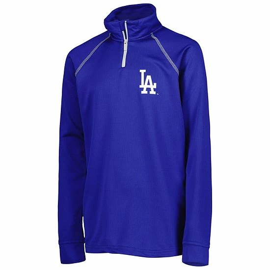 Youth Stitches Royal Los Angeles Dodgers Team Raglan Quarter-Zip Jacket - Image 3
