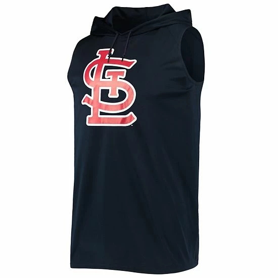 Men's Stitches Navy St. Louis Cardinals Sleeveless Pullover Hoodie - Image 3