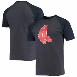 Men's Stitches Heathered Navy Boston Red Sox Raglan T-Shirt