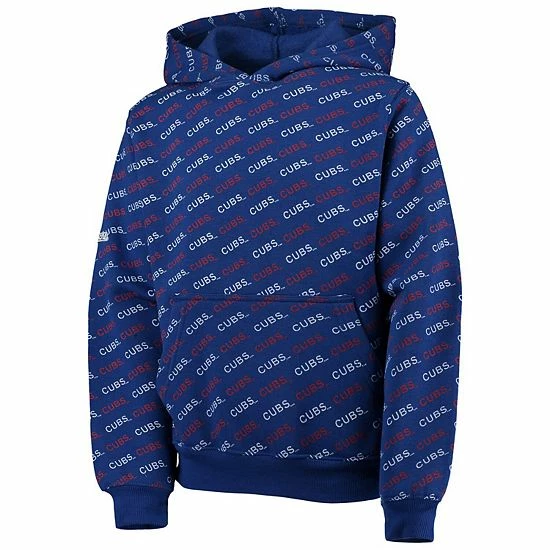 Youth Stitches Royal Chicago Cubs Allover Print Pullover Hoodie - Image 3
