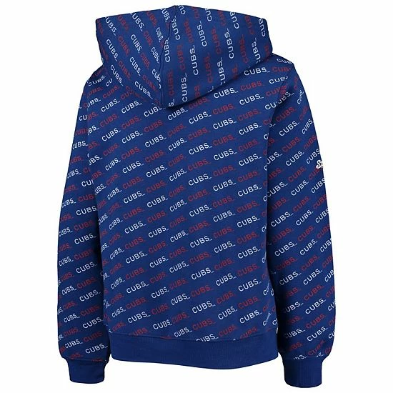 Youth Stitches Royal Chicago Cubs Allover Print Pullover Hoodie - Image 4