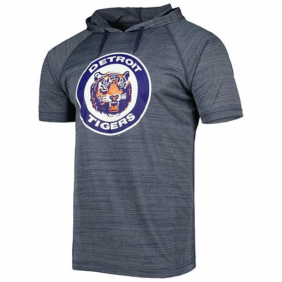 Men's Stitches Navy Detroit Tigers Space-Dye Raglan Hoodie T-Shirt - Image 3