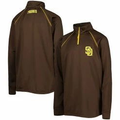 Youth Stitches Brown San Diego Padres Team Raglan Quarter-Zip Jacket