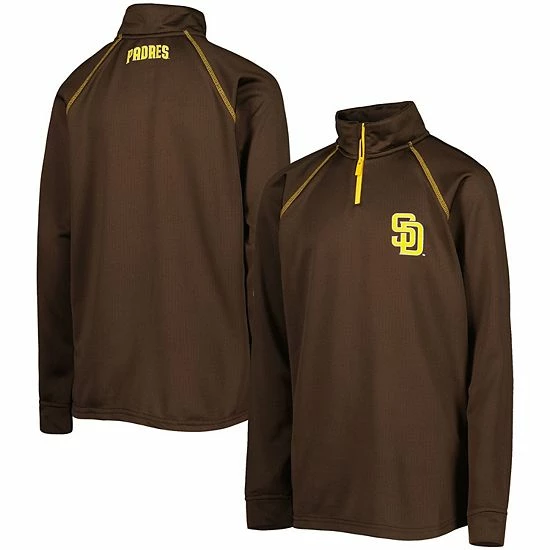 Youth Stitches Brown San Diego Padres Team Raglan Quarter-Zip Jacket