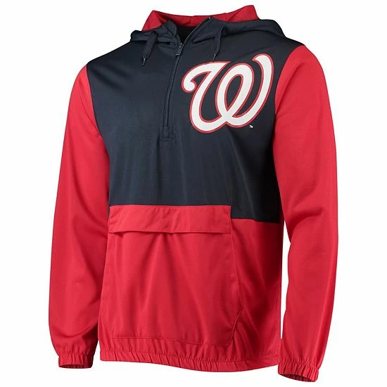 Men's Stitches Red/Navy Washington Nationals Anorak Hoodie Half-Zip Jacket - Image 3