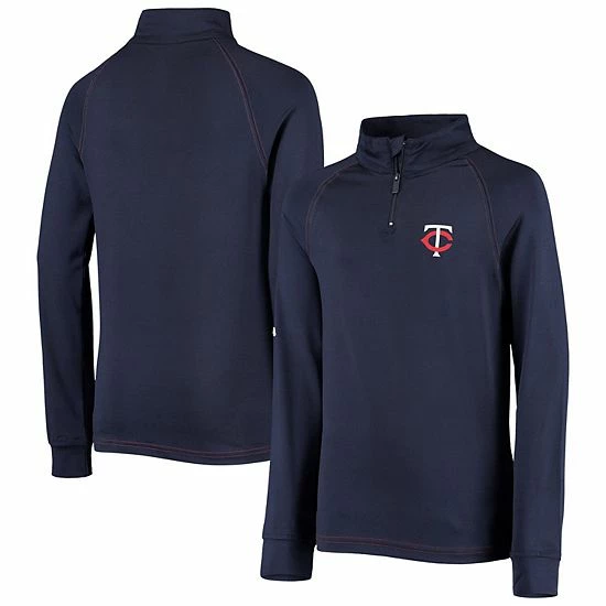 Youth Stitches Navy Minnesota Twins Raglan Quarter-Zip Jacket
