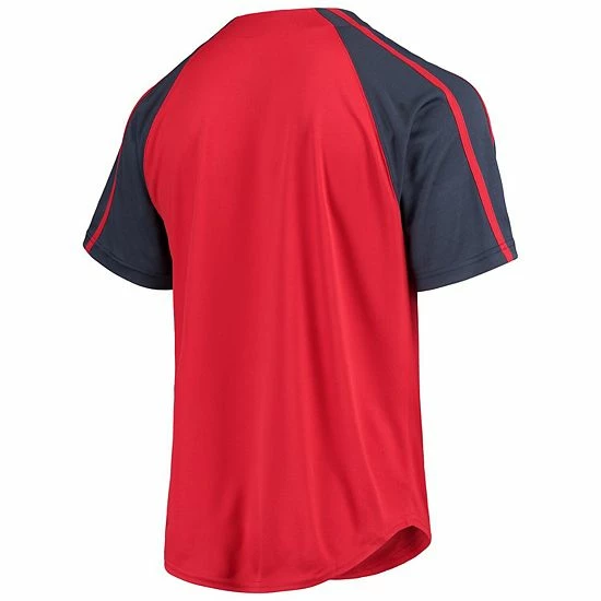 Men's Stitches Red Los Angeles Angels Button-Down Raglan Replica Jersey - Image 4