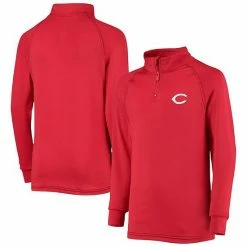 Youth Stitches Red Cincinnati Reds Raglan Quarter-Zip Jacket
