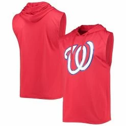 Men's Stitches Red Washington Nationals Sleeveless Pullover Hoodie