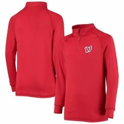 Youth Stitches Red Washington Nationals Raglan Quarter-Zip Jacket