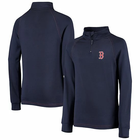 Youth Stitches Navy Boston Red Sox Raglan Quarter-Zip Jacket - Image 2