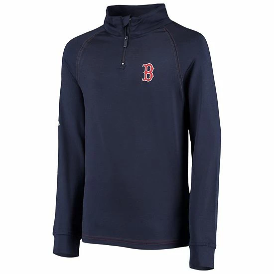 Youth Stitches Navy Boston Red Sox Raglan Quarter-Zip Jacket - Image 3