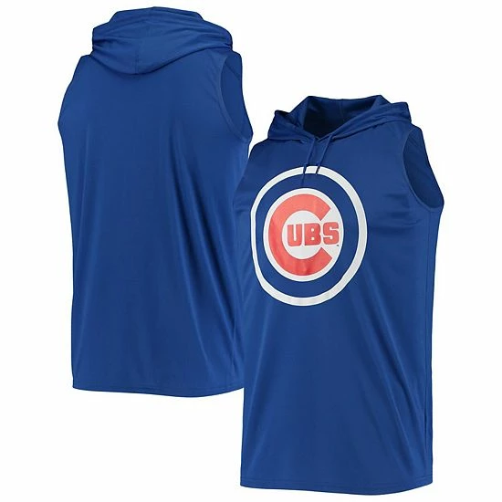 Men's Stitches Royal Chicago Cubs Sleeveless Pullover Hoodie - Image 2