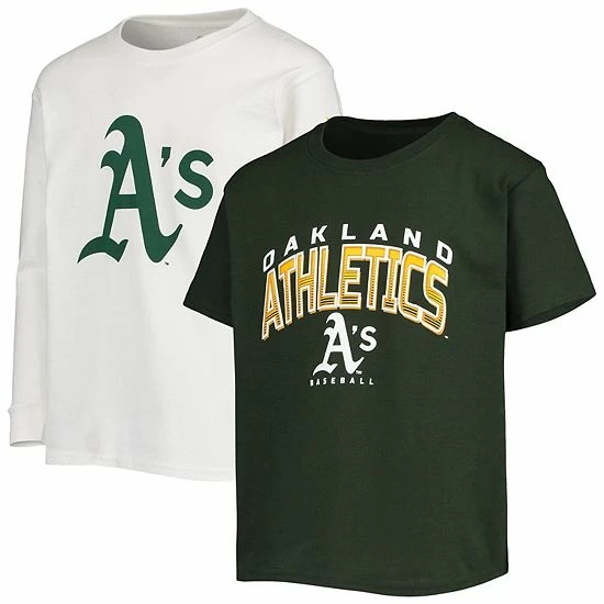 Youth Stitches Green/White Oakland Athletics Team T-Shirt Combo Set - Image 2
