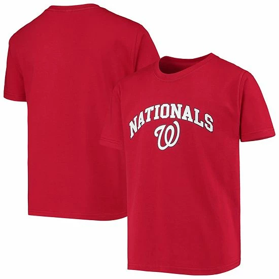 Youth Stitches Red Washington Nationals Heat Transfer T-Shirt