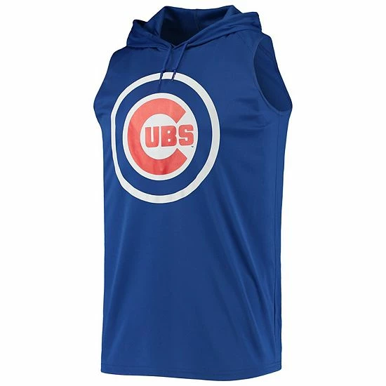 Men's Stitches Royal Chicago Cubs Sleeveless Pullover Hoodie - Image 3