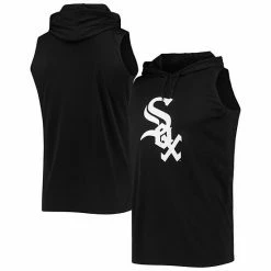 Men's Stitches Black Chicago White Sox Sleeveless Pullover Hoodie