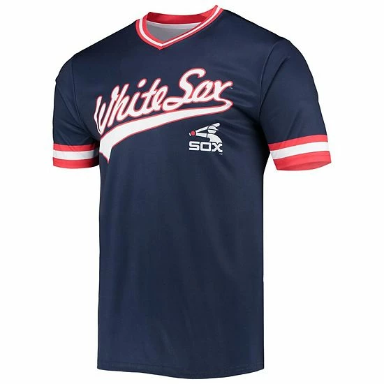 Men's Stitches Navy/Red Chicago White Sox Cooperstown Collection V-Neck Team Color Jersey - Image 3