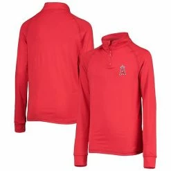 Youth Stitches Red Los Angeles Angels Raglan Quarter-Zip Jacket