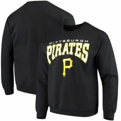 Men's Stitches Black Pittsburgh Pirates Pullover Crew Sweatshirt