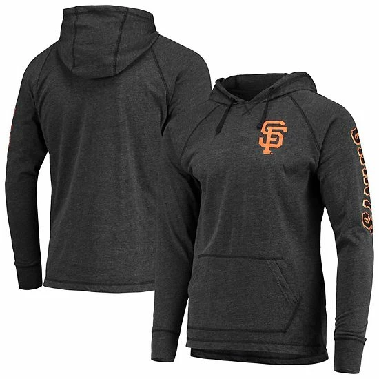 Men's Stitches Heathered Black San Francisco Giants Hit Raglan Pullover Hoodie