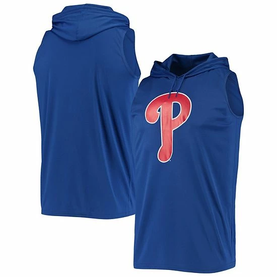 Men's Stitches Royal Philadelphia Phillies Sleeveless Pullover Hoodie - Image 2